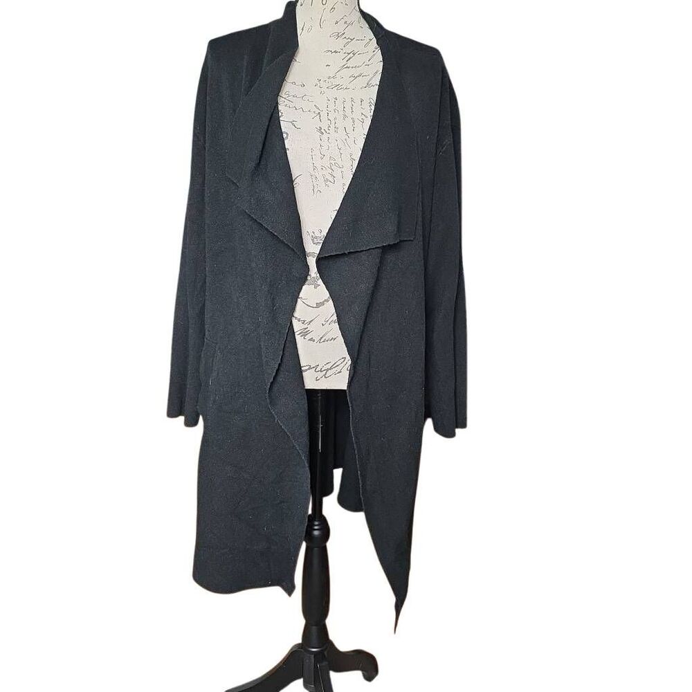 Twelfth Love Women's Size Large Black Viscose Blend Open Knit Heavy Cardigan